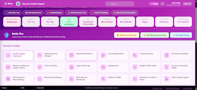 Personal Health Passport app screenshot